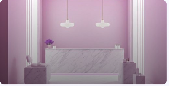 Soft pink salon reception interior